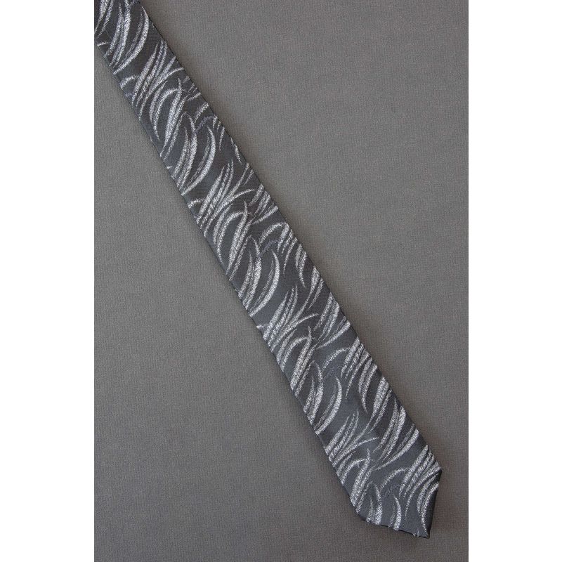 Long Wavy Grass - 80's Skinny Black Necktie
