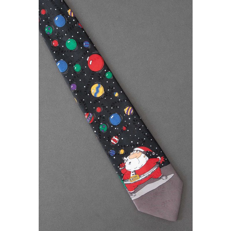 Santa Claus Blows Xmas Ornament Bubbles Tie