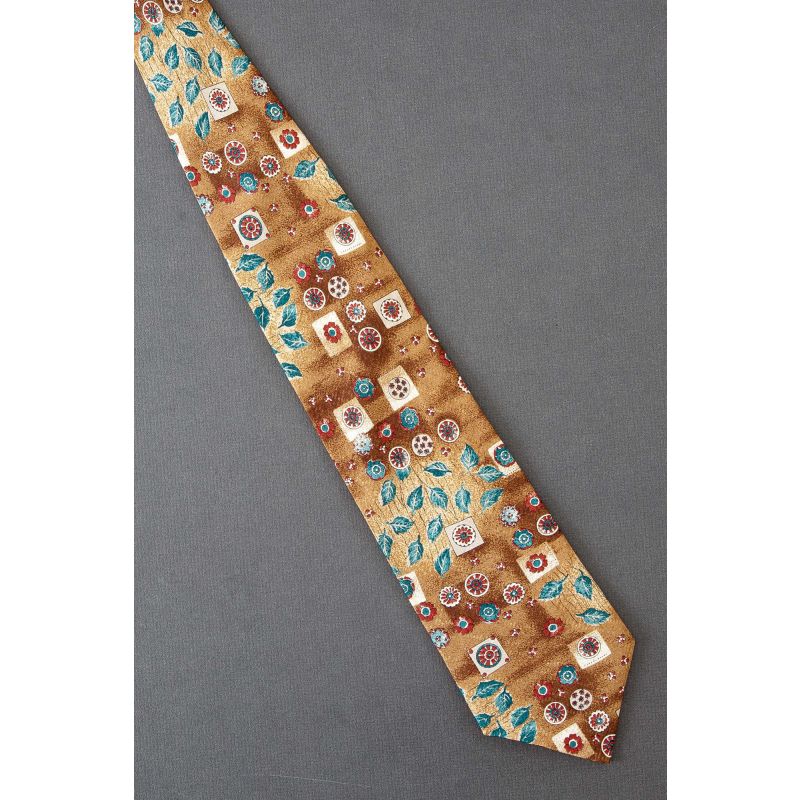 Green Leaves Amid Flowers - Silk Necktie