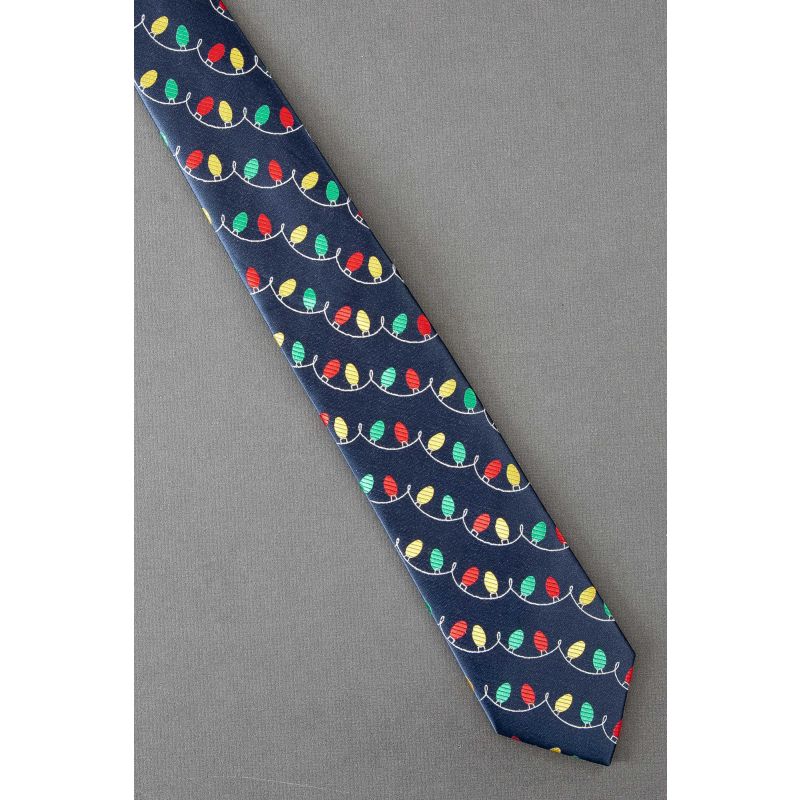 Red, Green & Gold Christmas Lights Necktie