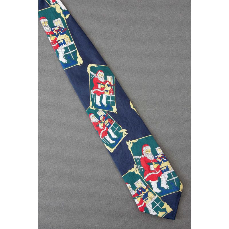 Scene of Santa Painting A Miniature House - Necktie