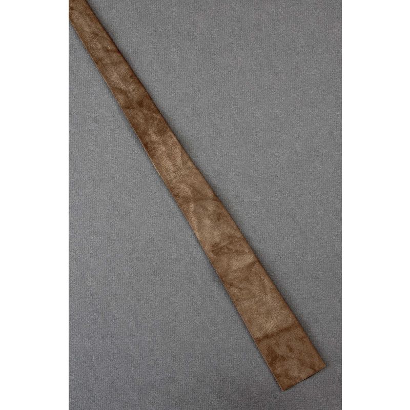 Leather Square End - Boys Skinny Brown Tie