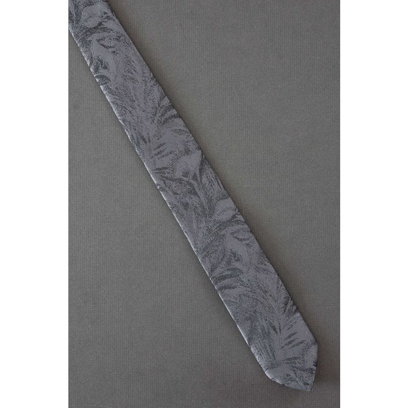 Flowers & Leaves - 80's Skinny Gray Necktie