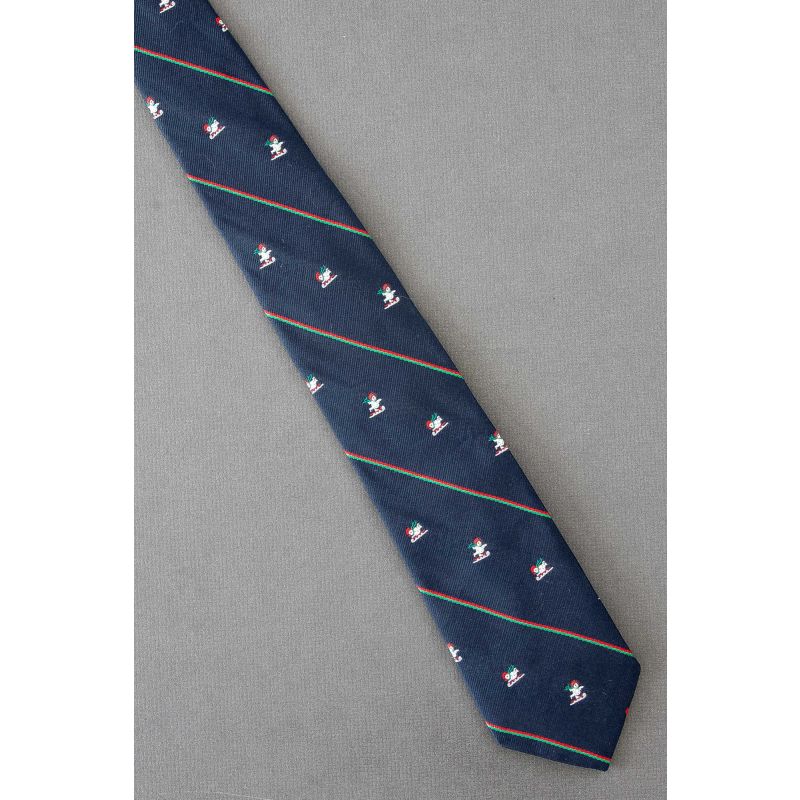 Snowman Sledding Down Stripes Necktie