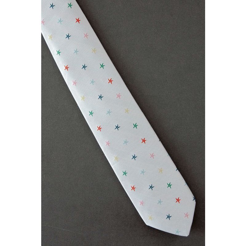 Colorful Starfish - 1970's Vintage Gray Necktie