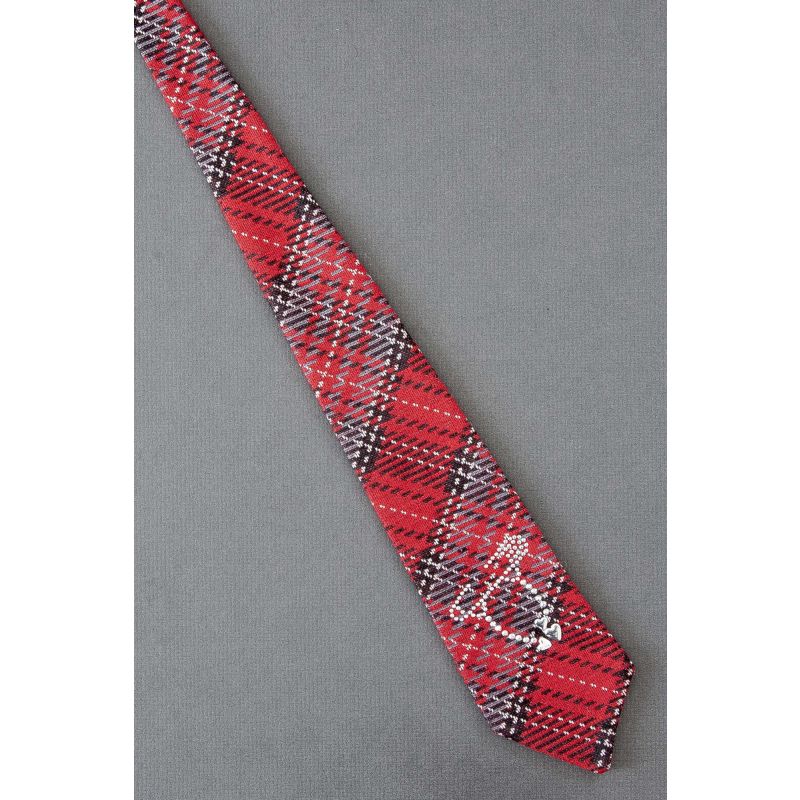 Safety Pin Holds Hearts - Boys Red Plaid Necktie