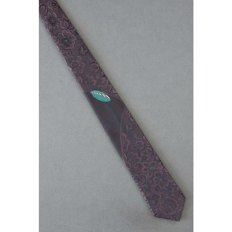 Football Shape Flourish & Flowers - Skinny Necktie