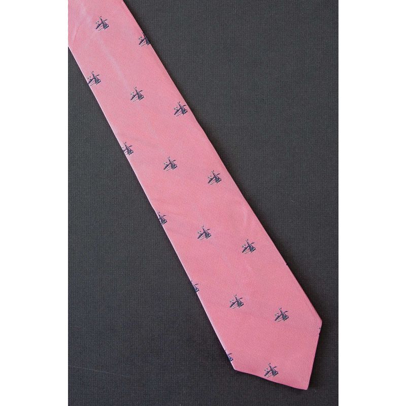 Sailboat & Palm Tree Scene - Pink Nautical Tie