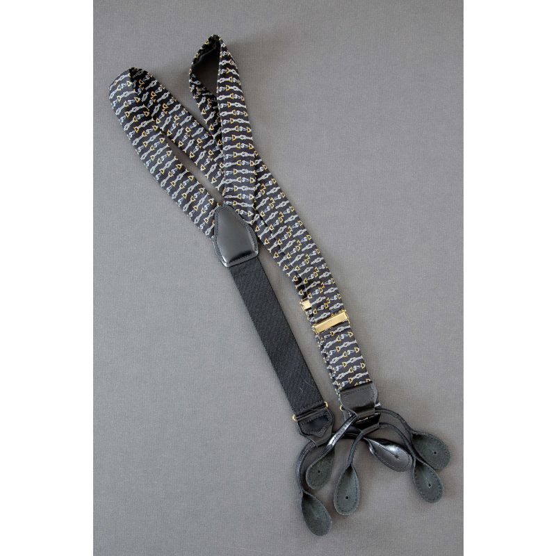 Horse Tack Theme - Black Silk  Suspenders