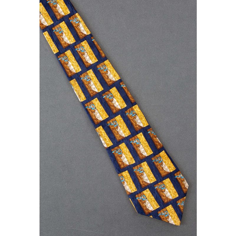 Vase With Leaves Behind a Curtain Repeat - Necktie