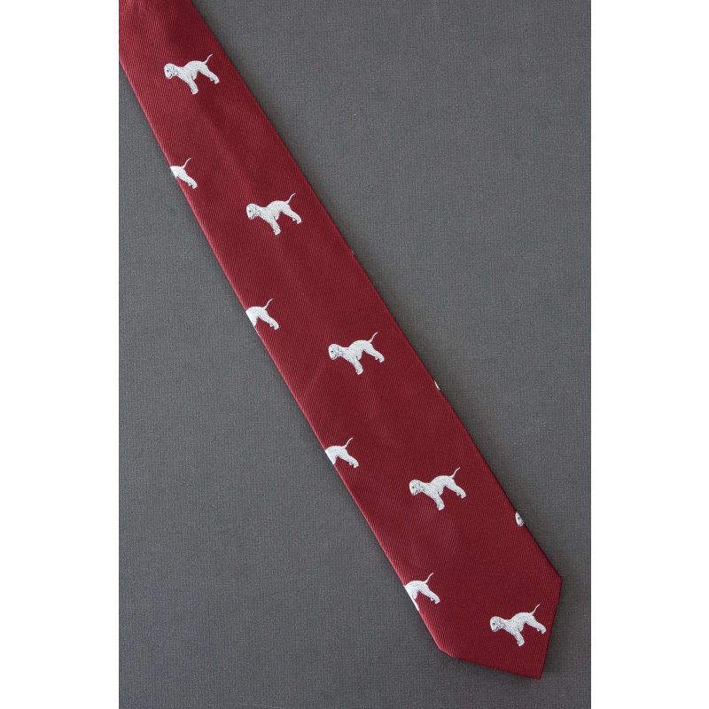 White Dog Allover - Men's Modern Red Tie