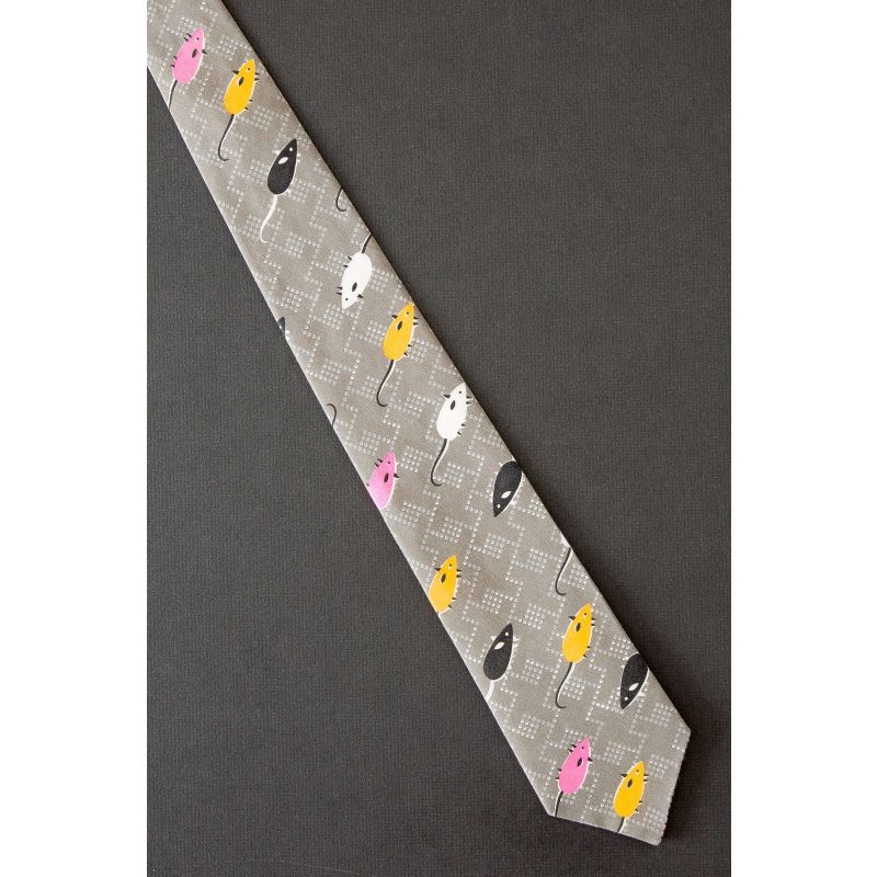 Black, White, Orange & Pink Mice - Mouse Tie