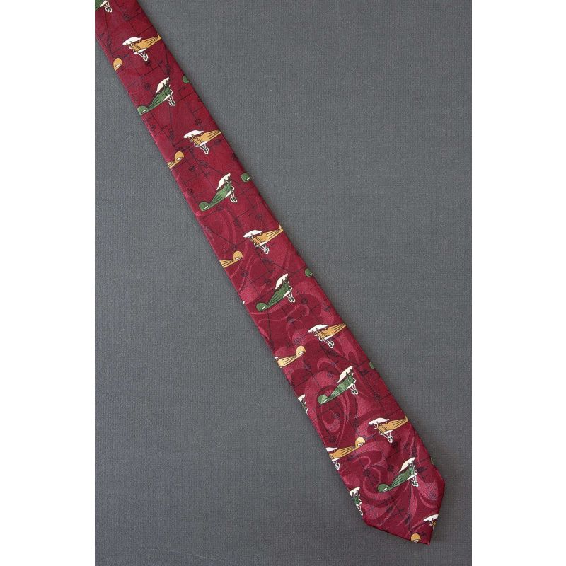 Vintage Biplanes - 80's Skinny Red Neck Tie