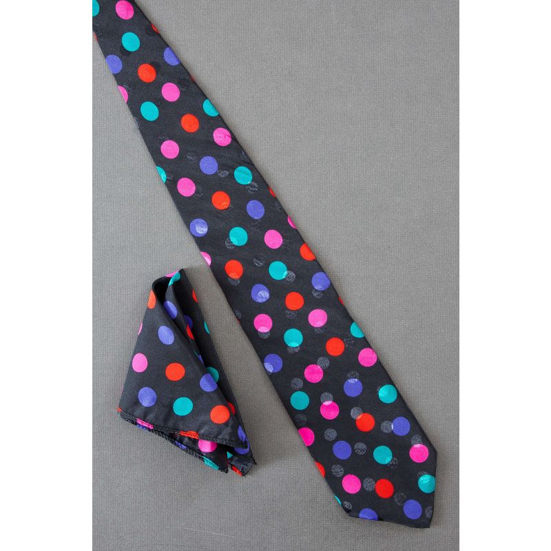 Polka Dot Necktie With A Matching Handkerchief