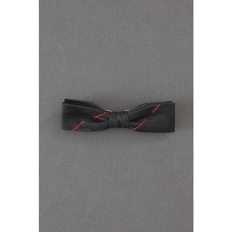 Red Dots on a Vintage Black Pre-Tied Bow Tie