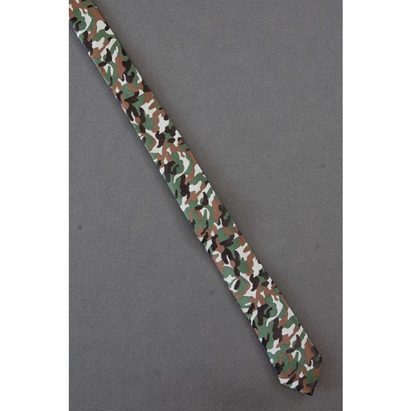 Green, Brown & Black Camouflage - Skinny Tie