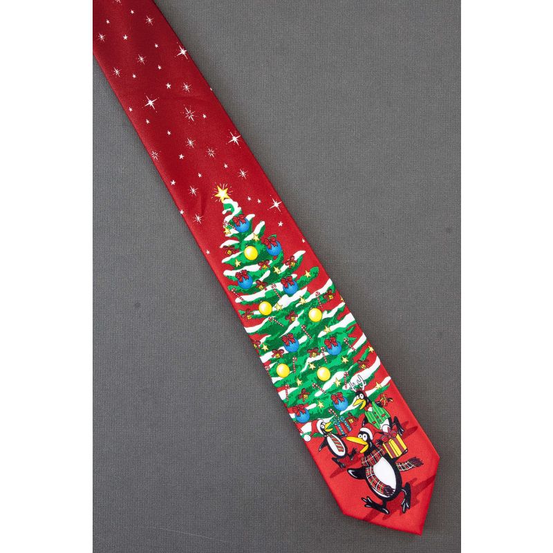 A Penguin Family Celebrates Christmas Tie