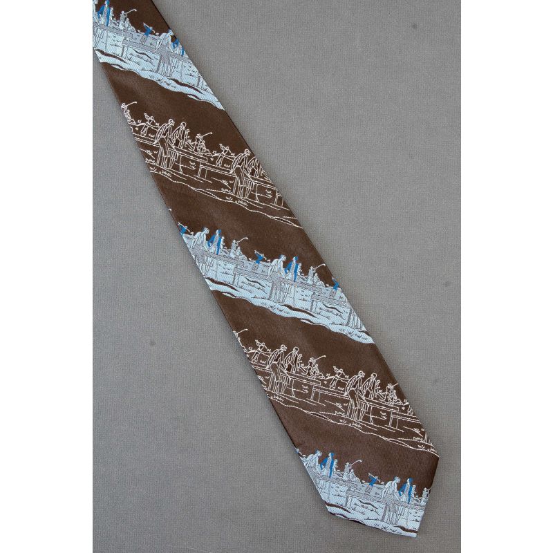 Women Golfing - 1970's Vintage Brown Necktie