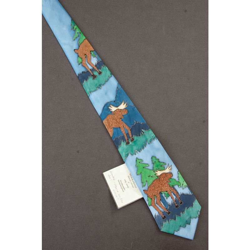 Moose - Hand Painted by Karen Weber Necktie 