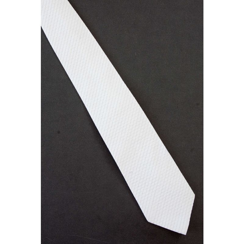 Shimmery Silver Stripes on Brand New White Tie