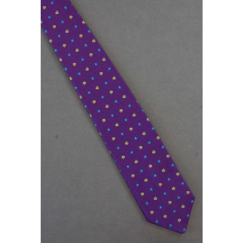 Tropical Fish & Starfish - Mens Purple Silk Necktie