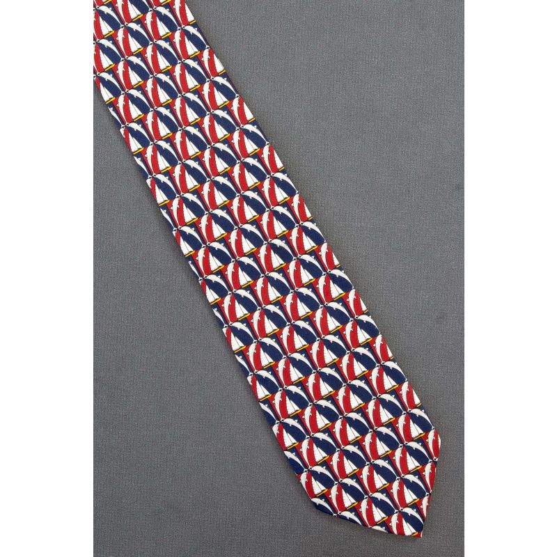 Dolphins Frame Sailboats - Silk Richel Necktie