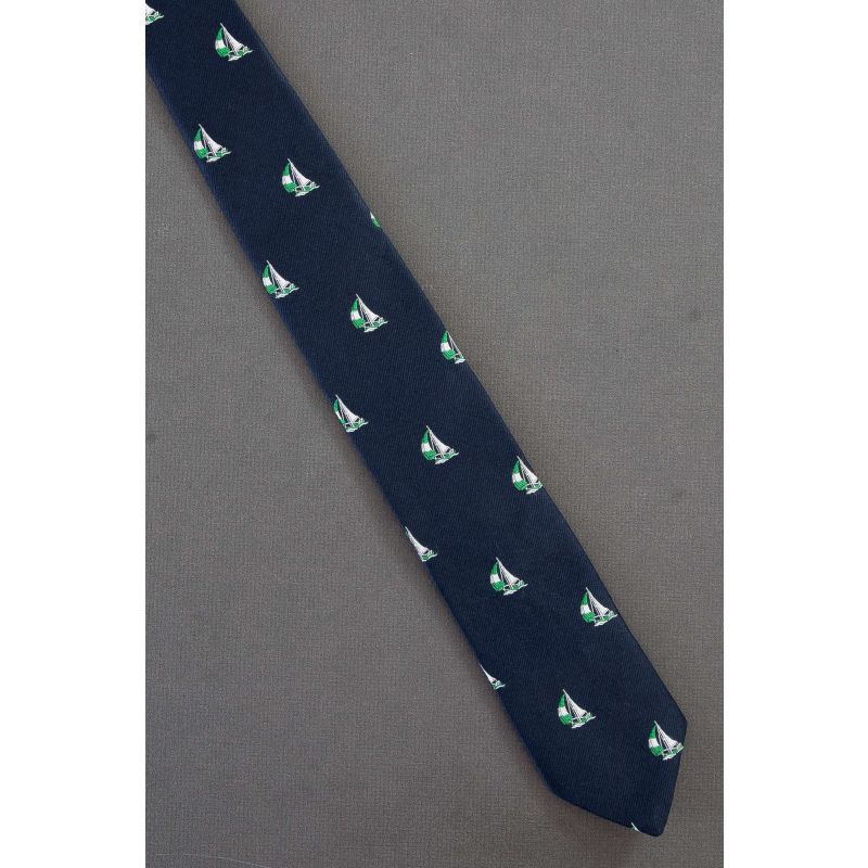 Sailboat Allover - 80's Narrow Navy Necktie