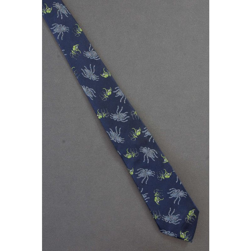 Two Types of Spiders - Boys Silk Navy Necktie