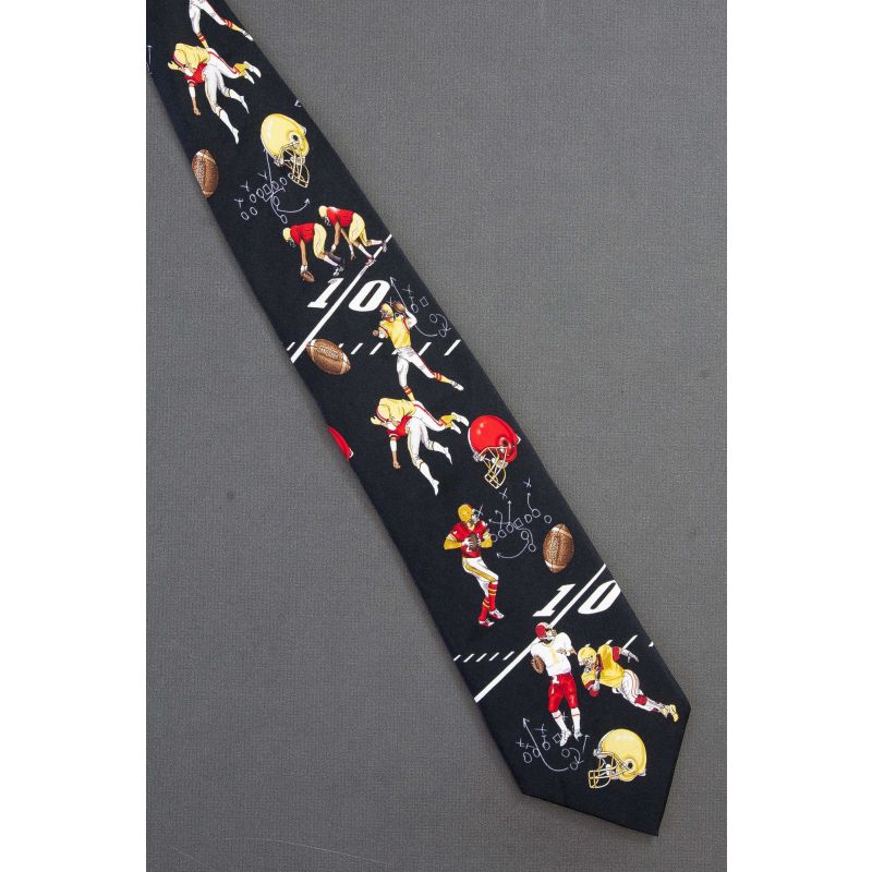 Football Player Play Diagrams - Silk Necktie