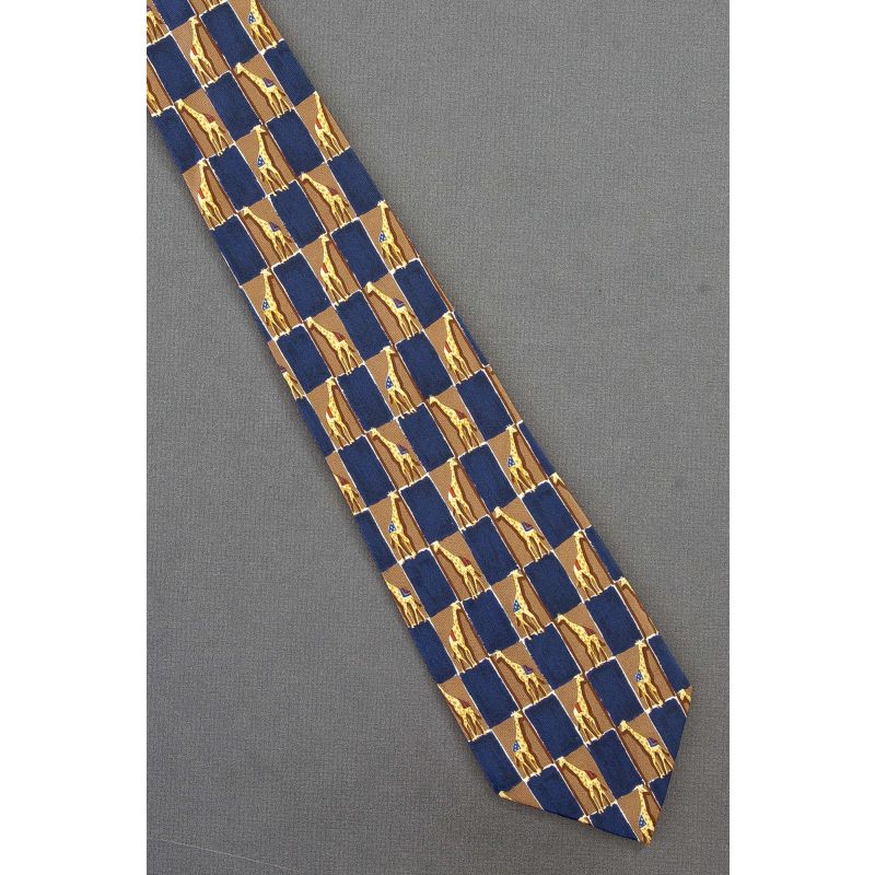 Giraffes With Silks on Back - Silk Necktie