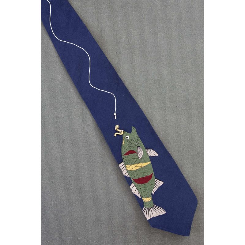 Fish Getting Hooked - Vicky Davis Silk Necktie