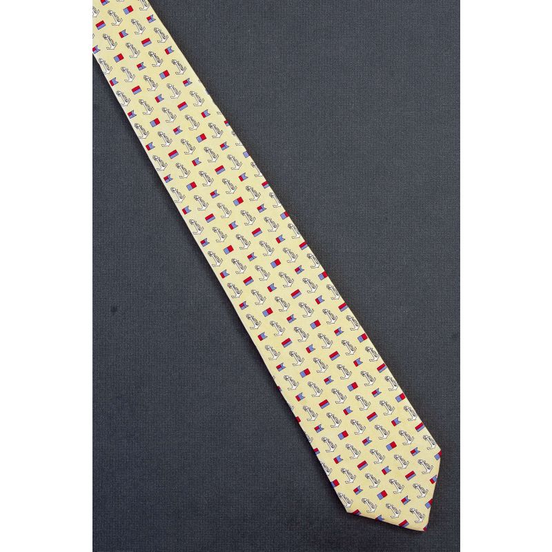 Anchor & Nautical Flags - Yellow Silk Necktie