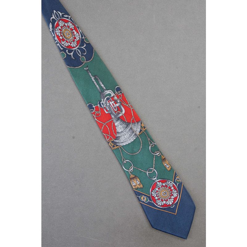 An Engraved Horn & Medallions - Silk Necktie