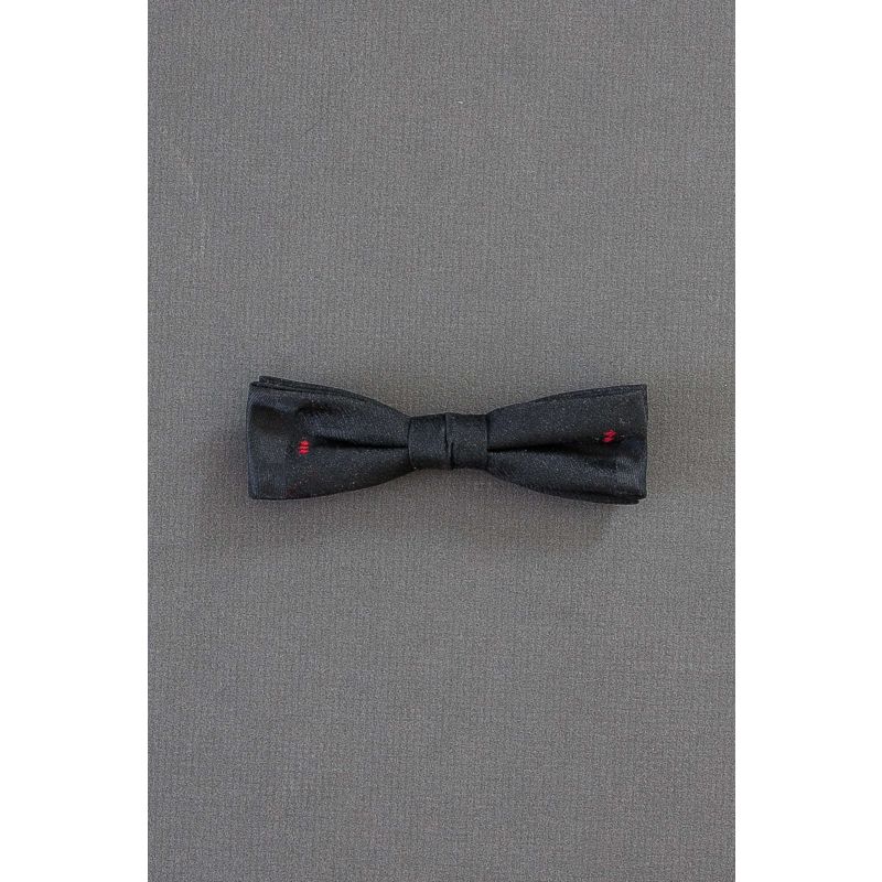 Black With Red Flourish - Vintage Clip-On Bow Tie