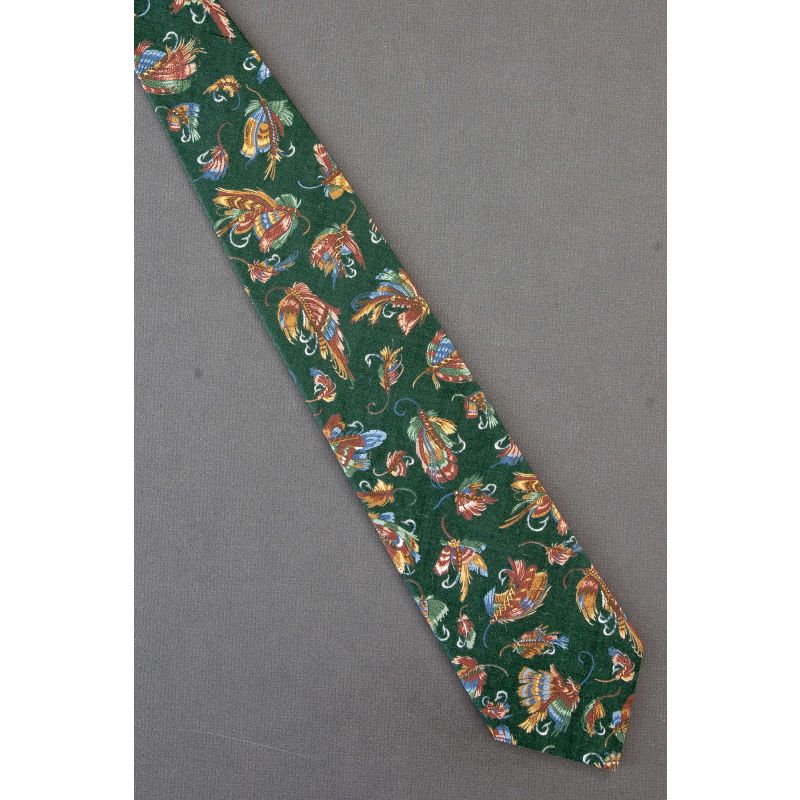 Colorful Fishing Flies - Green Cotton Necktie