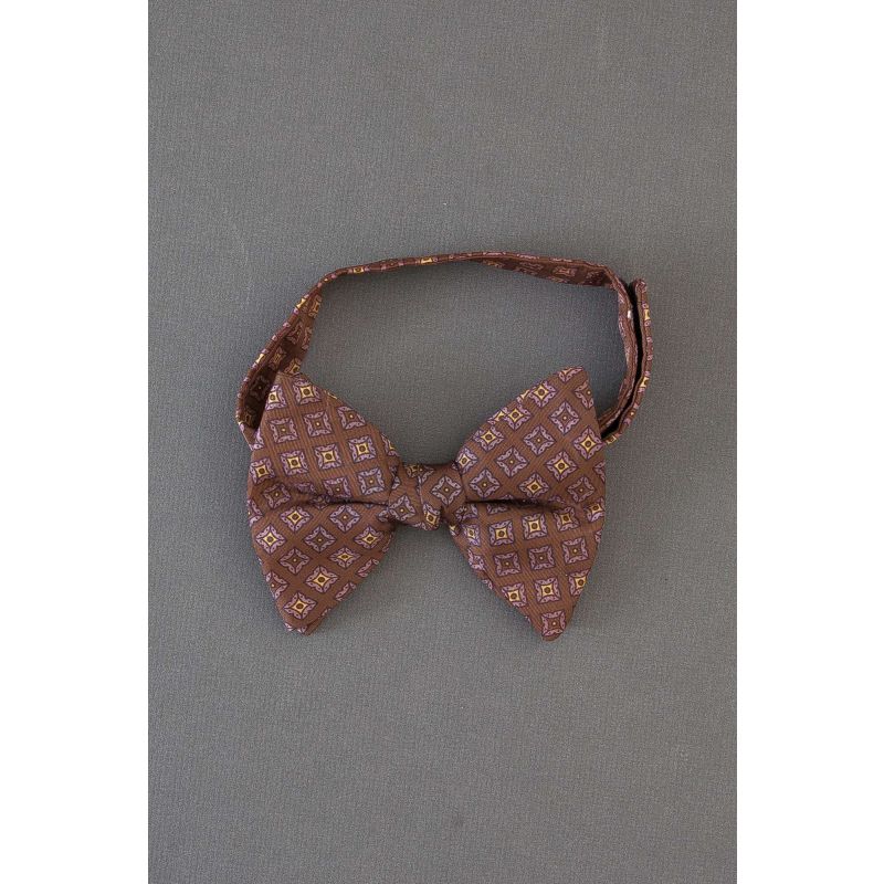 Brown Geometry - Men's Vintage Velcro Bow Tie