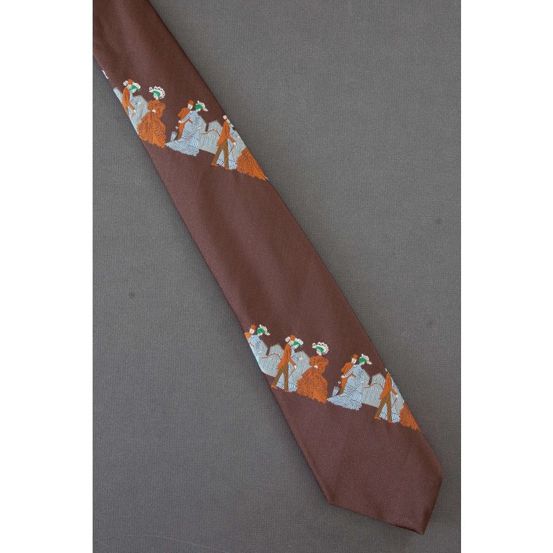 Victorian Couples Out for a Stroll - Brown Necktie
