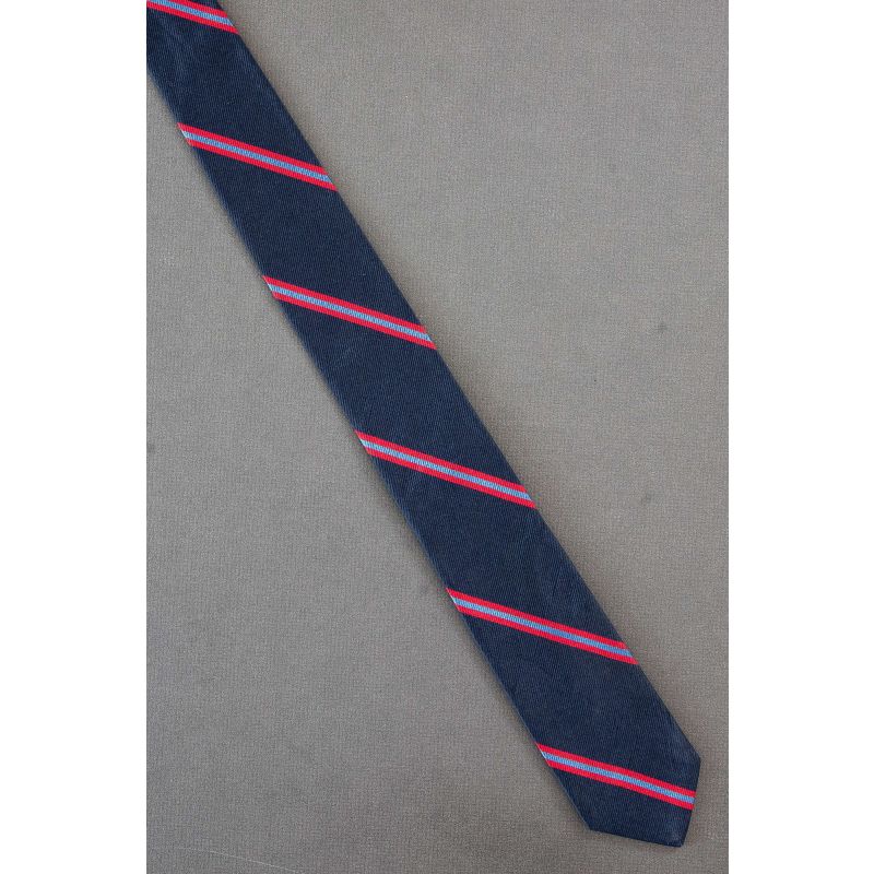 Navy, Blue & Red - Mens Silk Striped Necktie