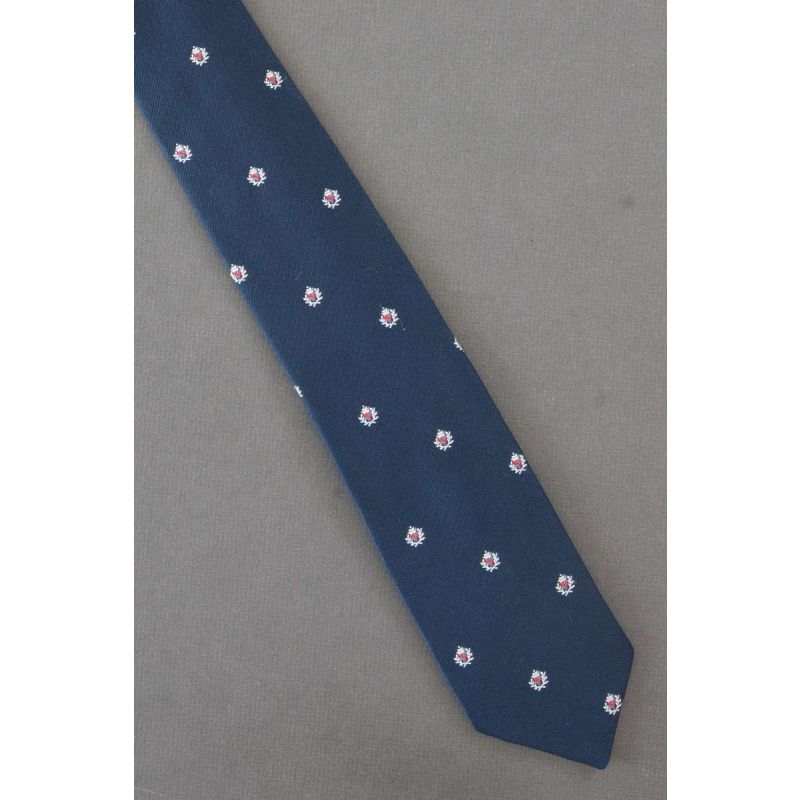 Laurels Surround Crests - 80s Narrow Navy Necktie
