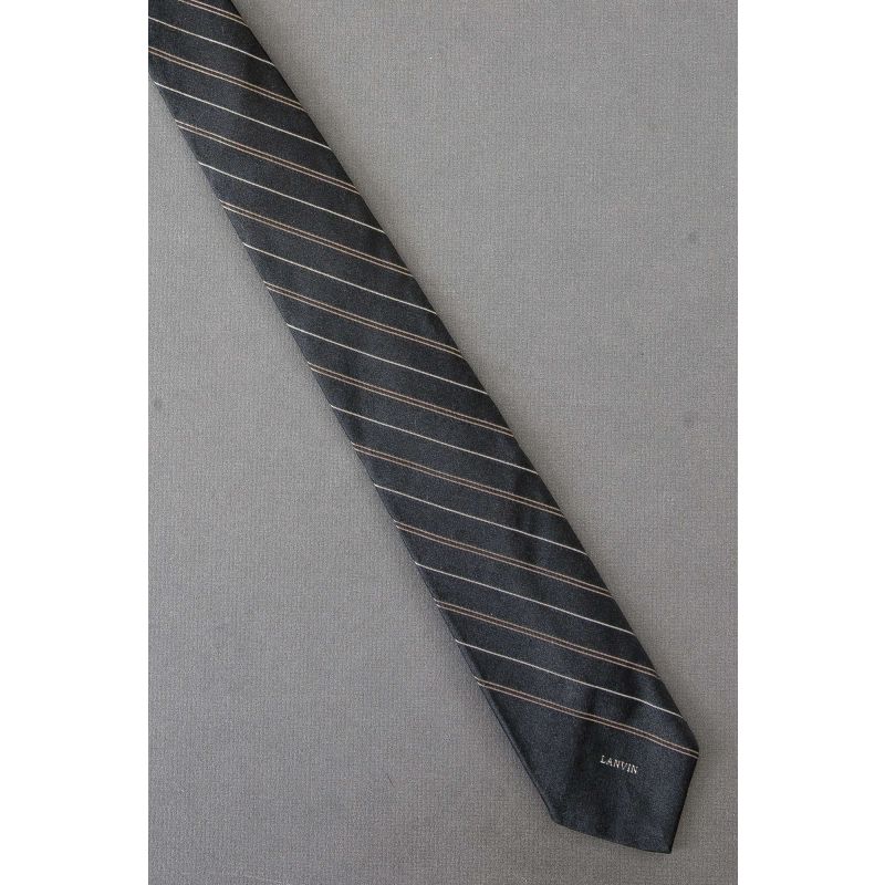 Lanvin Logo - 1980's Skinny Black Striped Tie