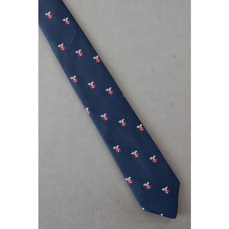 Shriner Logo Repeat - 80's Skinny Navy Necktie