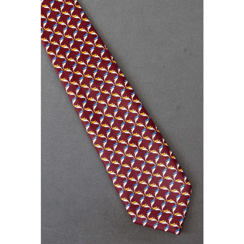 Blue, Yellow & White Dolphins - Red Necktie