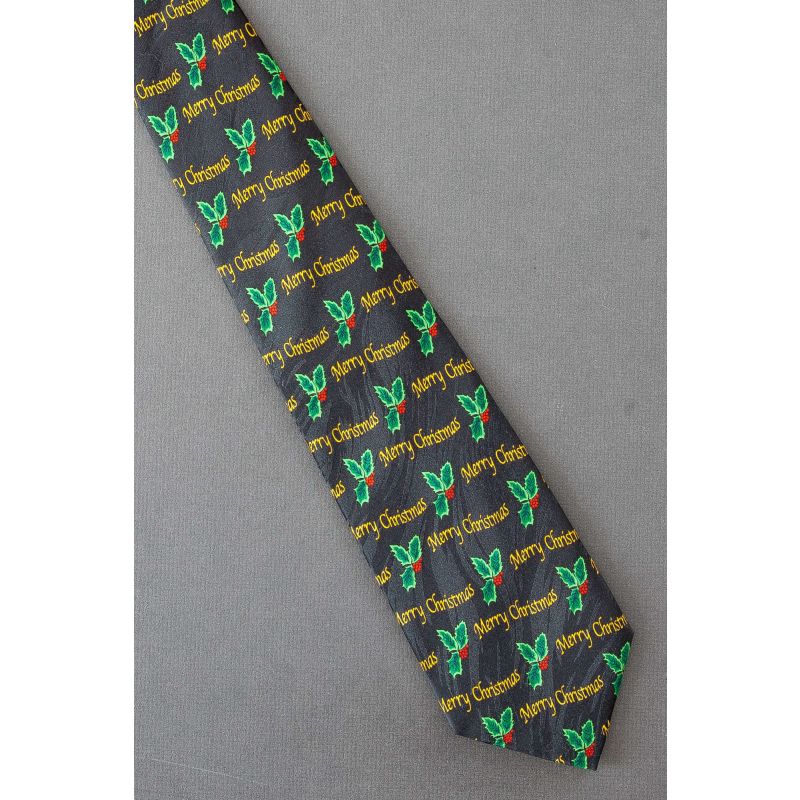 Merry Christmas Greeting & Holly - Necktie