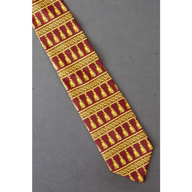 Rows of Gold Tassels - Red Silk Echo Necktie