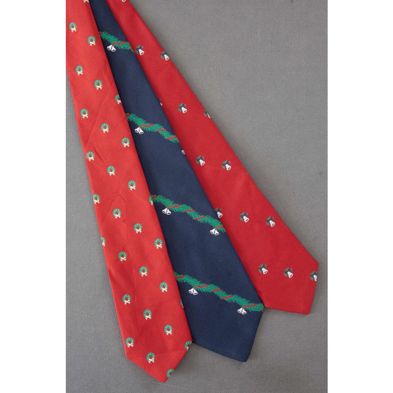 3 For $25 - Christmas Bells & Wreaths Ties