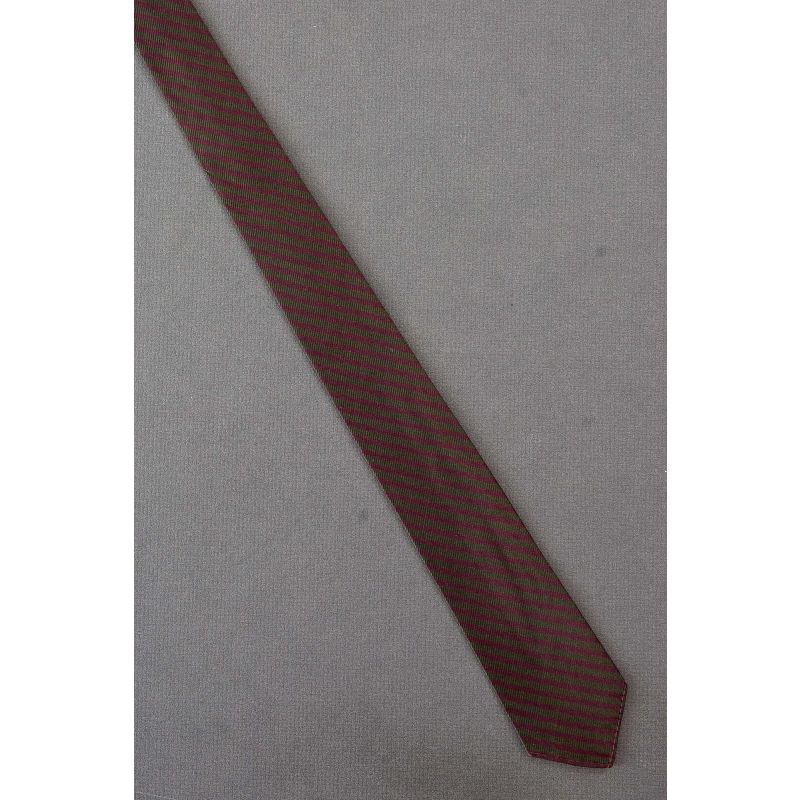 Green & Red Striped - 60's Skinny Silk Necktie