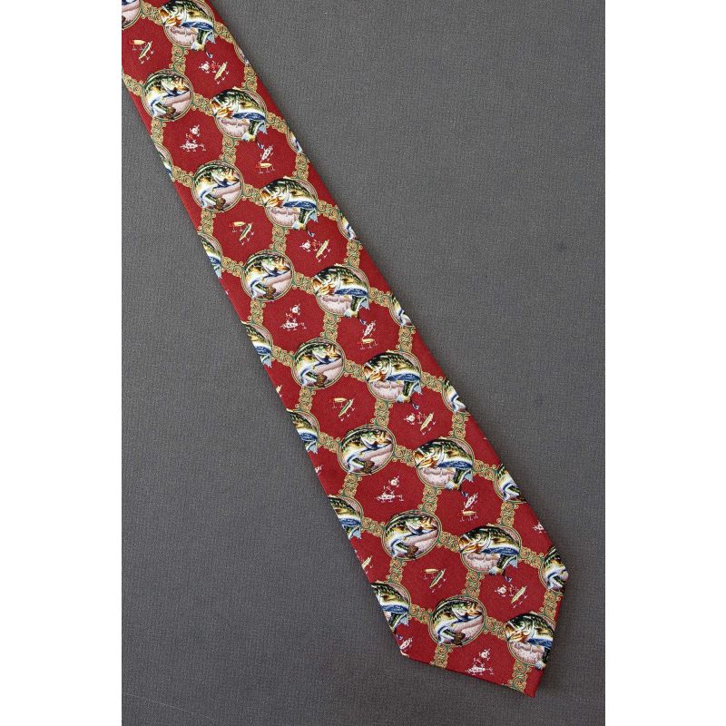 Swirl Trout Fish & Lures - Red Silk Necktie
