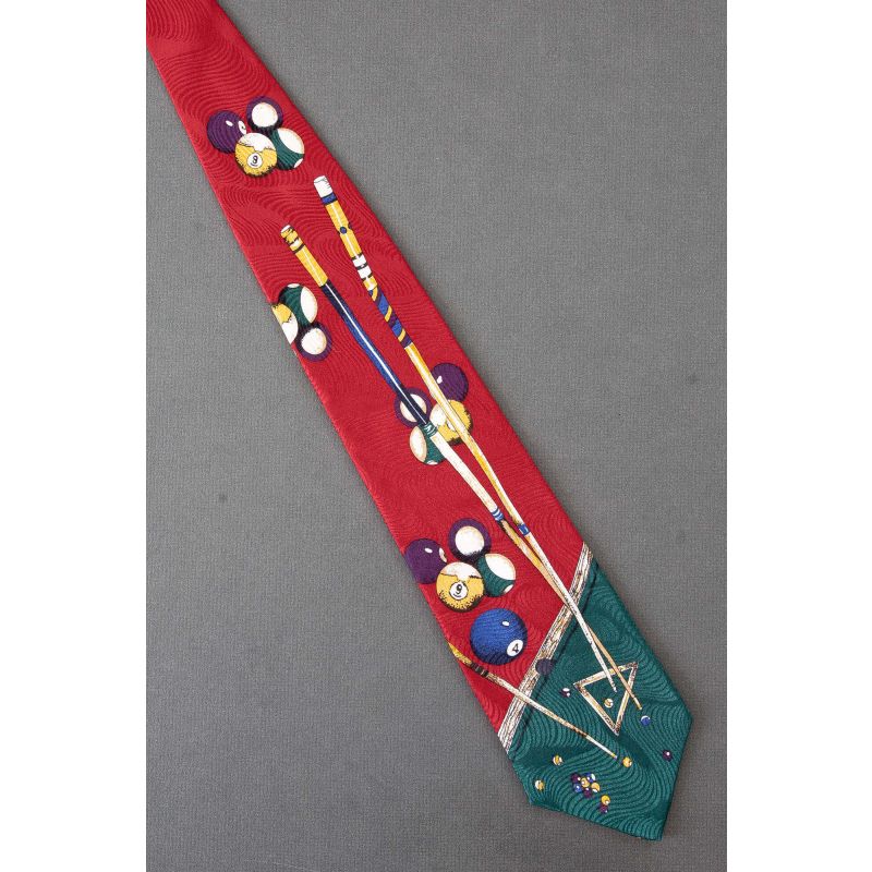Pool Table, Balls & Sticks - Red Silk Billiards Tie