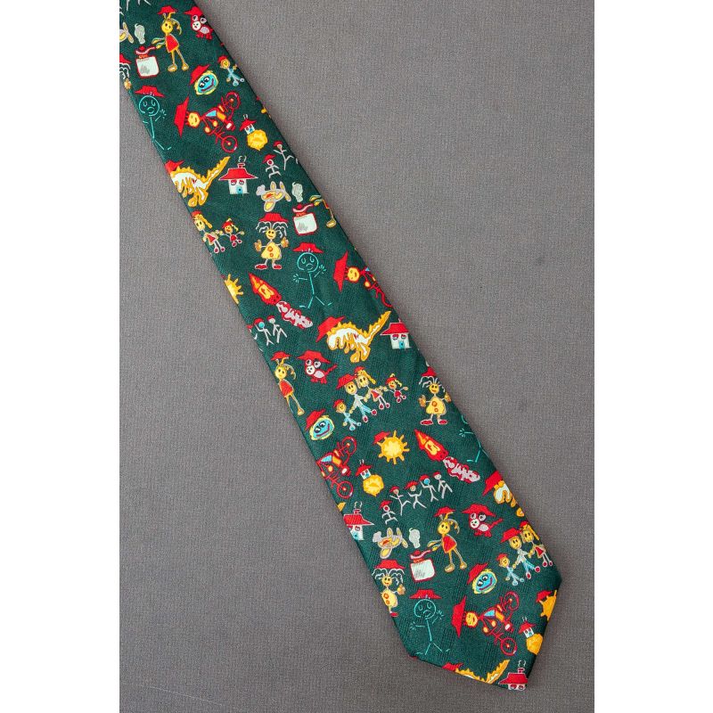 Kids Pictures of People, Houses & Dinosaurs Tie