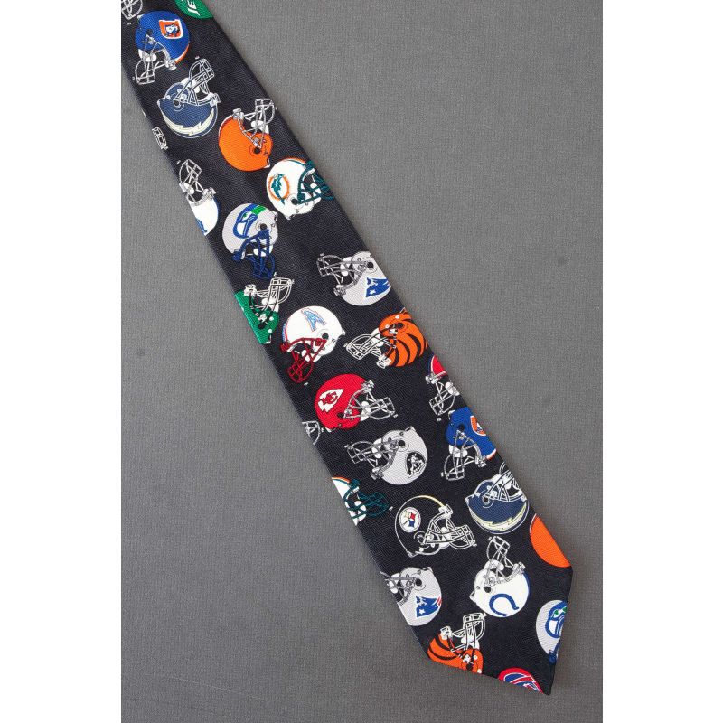 NFL Football Helmets - Black Silk Necktie